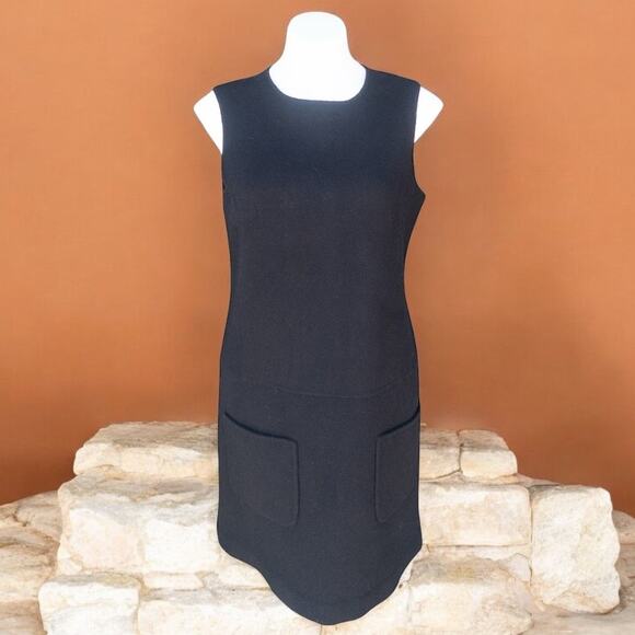 Vintage 60's Carlisle Angora Wool Shift Jumper Dress Black Women's Size 6 - Picture 1 of 5